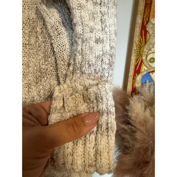 Preowned, Free People Nightingale marled knit sweater, cream/tan, Medium - Picture 3 of 4